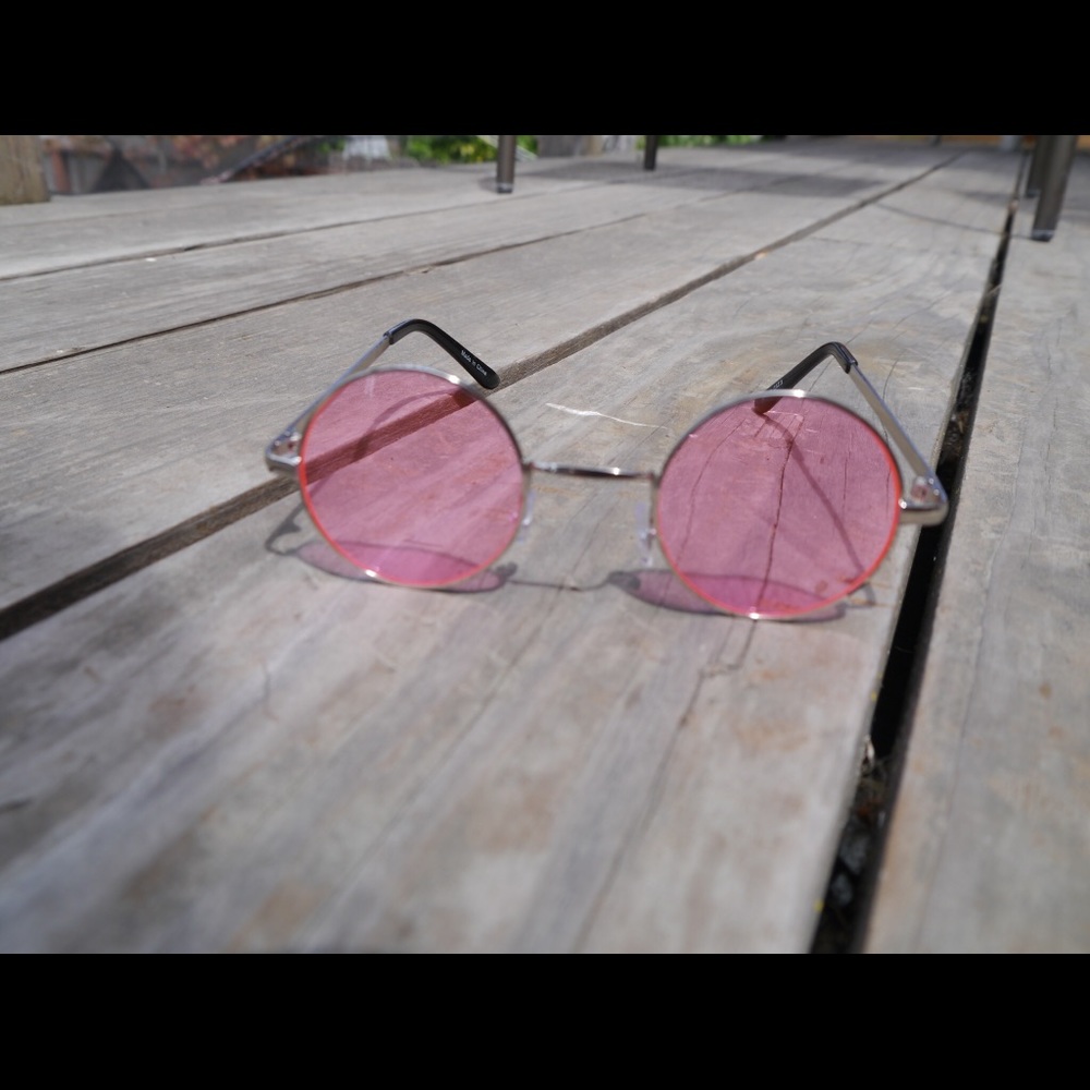 pink tinted round sunglasses (non polarized)